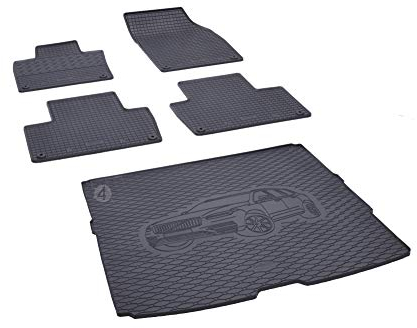 Kofferraumwanne und Gummifußmatten passgenau geeignet für Volvo XC90 ab 2015 Farbe Schwarz + Gurtschoner