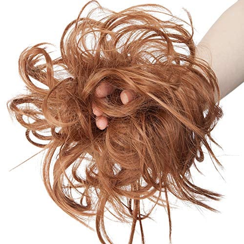 SEGO Haar Extensions Haarverlängerung Haarteil Dutt Haargummi Hochsteckfrisuren wie Echthaar 45 G Kastanienbraun
