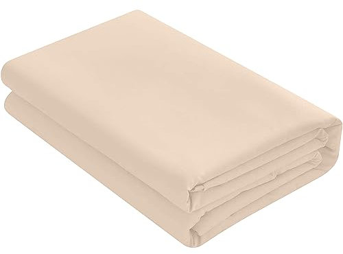 HOME ACE Non Iron Percale Flat Sheet Super King Bed Latte, 180 Thread Count 100% Poly Cotton Top Sheets Superking Bedding, Polycotton Latte Bed Sheet Superking Size Bed Cotton Flat Sheet