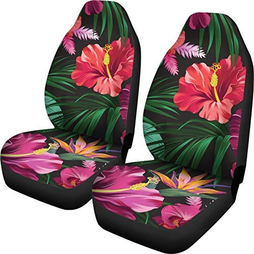SEANATIVE Autositzbezug, Motiv: Hawaii, rotes Hibiskus-Muster, kratzfest, schmutzabweisend, 2 Stück