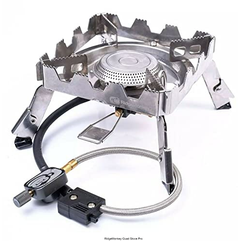 RidgeMonkey Quad Stove Pro Portable - Gaskocher für Angler, Outdoor Kocher, Campingkocher zum Karpfenangeln & Wallerangeln