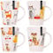 YöL Set of 4 New Bone China Cats And Dogs Themed Mugs 13oz Perfect For Coffee & Tea