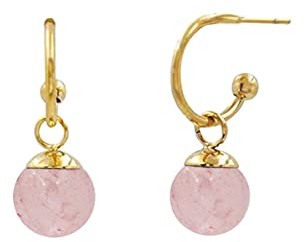 Noble Nature - Orecchini in stile boho, placcati in oro 24 carati, con pietre naturali, Acciaio inossidabile Cristallo acciaio inox cristallo Placcato oro, Quarzo