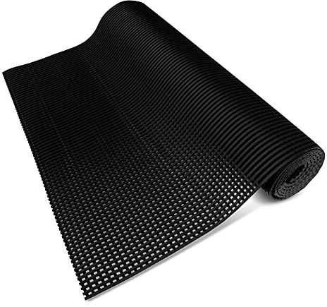 Floordirekt Poolmatte Untergrund Bodenschutzmatte Pool Unterlegmatte Outdoor Adria Fußmatte mit Drainagefunktion rutschfestes PVC für Nasszonen & Arbeitsplätze Meterware (120 x 50 cm, Schwarz)