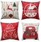 OYIMUA Deko Kissenbezug 50 x 50 cm 4er Set Kissenbezüge Hirsch Weihnachten Leinen für Gartenlounge Couch Dekokissen Kuschelkissen Wohnzimmer Kissenhülle Garten Outdoor Kissen Sofakissen Couchkissen