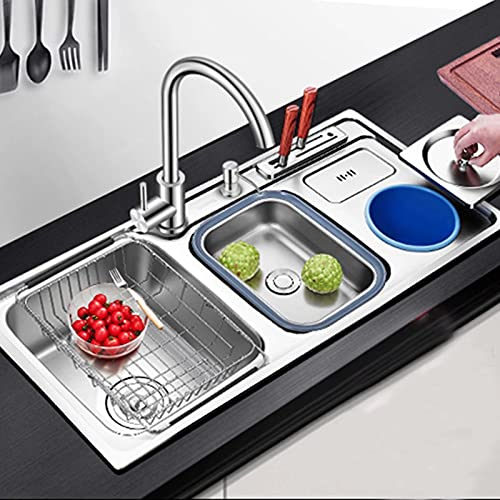 Fregadero Blanco Con Escurridor, Fregadero De Cocina Con Grifo Incorporado Fregadero De Acero Inoxidable De Dos Senos Incluyendo Con Grifo De Agua Dispensador De Jabón, Rebosadero Y Juego De Desagüe