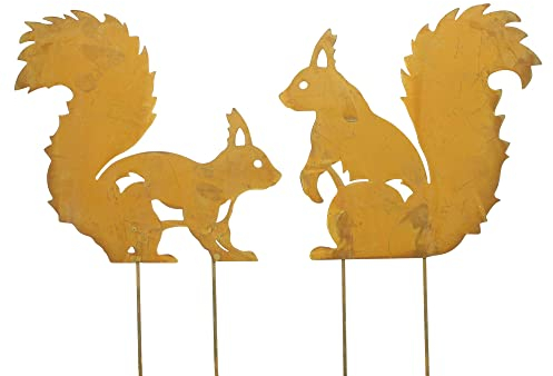 FRANK FLECHTWAREN Gartendekoration Rost, Gartenstecker Eichhörnchen, im 2er Set