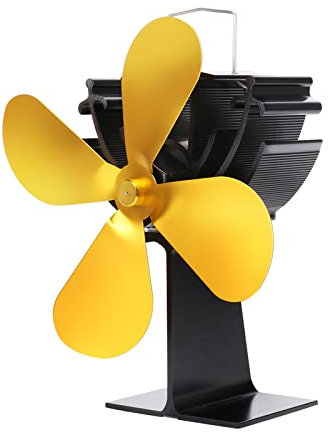 BaiTTang Wärmebetriebener Holzofenlüfter - leiser Kaminlüfter mit 4 Flügeln, automatischer Start und Überhitzungsschutz, Betriebstemperatur 50°C bis 360°C für Holz-/Kohle-/Pellet-Ofen