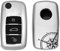 kwmobile Autoschlüssel Hülle kompatibel mit VW Skoda Seat 3-Tasten Autoschlüssel - TPU Schlüsselhülle Cover Kompass Vintage Schwarz Silber