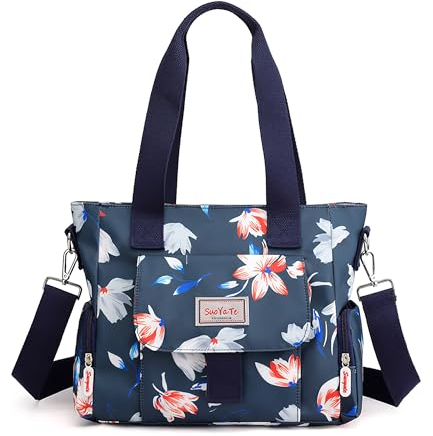 FORRICA Handtaschen Damen Shopper Umhängetasche Modemuster Groß Schultertasche Frauen Wasserdicht Handtaschen mit Mehreren Taschen Blume D