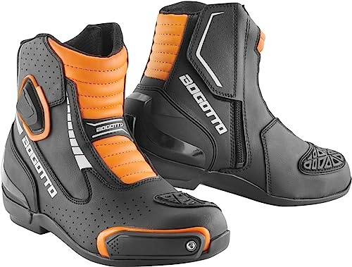 Bogotto Cartagena Stivali da moto traforati, nero/arancione, 43