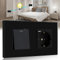 BSEED Lichtschalter mit Steckdose 1 Fach 2 Wege,Wandschalter mit 16A Schuko Steckdose mit USB Anschluss (Max. 2.1A) Typ C Port Schwarz,Physische Unterputz Wechselschalter mit Steckdose- 157mm