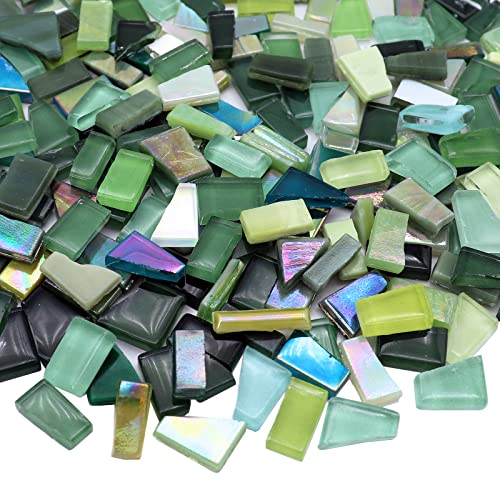 LITMIND Grüne gemischte unregelmäßige Glasmosaikfliesen für Kunsthandwerk 266 ml Vorteilspackung Mosaikherstellung Zubehör Mosaik-Sets für Erwachsene