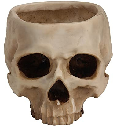 EIMZU Harz Halloween Schädel Kopf, Künstliche Resin Schädel Kopf, Halloween Ornament Süßigkeit Schüssel, Halloween Dekoration Totenkopf für Haus Bar Tischdekoration Gar