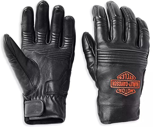 HARLEY-DAVIDSON Herren Motorrad-Handschuhe Grapnel Bar & Shield mit Touchscreen Handyhandschuhe Biker Leder-Handschuhe, M