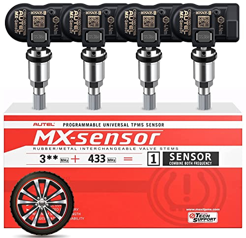 Autel 2 in 1 RDKS MX-Sensor, Reifen mit doppelter Frequenz für 98% Autos, identisch mit OE Sensor, Reifendruck-Kontrollsystem-RDKS-TPMS Ersatz Sensor, Druck klonbar bis 100% (Metallventil, 4 Stück)