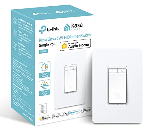 Kasa - Interruttore dimmer intelligente Apple HomeKit KS220, polo singolo, cavo neutro richiesto, interruttore della luce Wi-Fi da 2,4 GHz, funziona con Siri, Alexa e Google Home, certificato UL,