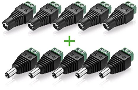 conecto, Hohlstecker-Adapter, 5.5 x 2.1mm Hohlbuchse auf zweipoligen Terminalblock (5x) + Hohlstecker-Adapter 5.5 x 2.1mm Hohlstecker auf zweipoligen Terminalblock (5x)