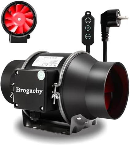Brogachy Inline Duct Fan 150mm with PWM controller,Three-phase Motor (UK plug) Quiet Exhaust Fan 689m³/h, 6 Inch Inline Fan for Growth Tent, Hydroponics,Home Use, Ventilation and Exhaust Fan.…