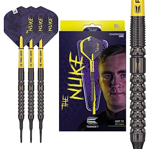 Target Darts Luke Littler Loadout Soft Tip Darts, 90% Tungsten Dart, 19G | Pixel Tip Dart Set, Player Edition Soft Tip Electronic Darts Set mit Pro Grip Shafts & No.2 Flights
