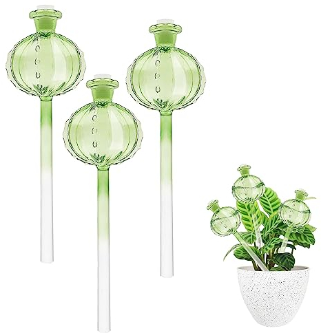 GAESHOW 3 Stück Bewässerungskugeln für Pflanzen Glas, Selbstbewässernde Kugeln für Dosierte Bewässerung Pflanzen und Blumen, Pflanzenbewässerungsbirnen für Zimmerpflanzen, Garten, Balkon