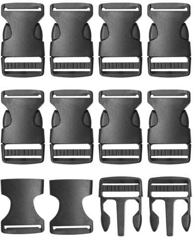 Hocansen 10 cinghie per zaino, fibbie in plastica, Nero-25., 25mm