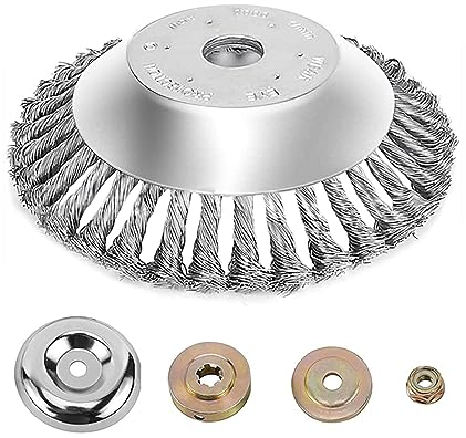 Cabezal de desmalezado de Alambre de Acero, Cepillo para malezas desbrozadora de 200 x 25,4 mm, con 4 adaptadores, Que Puede Eliminar eficazmente malezas y Musgo (8 Pulgadas)