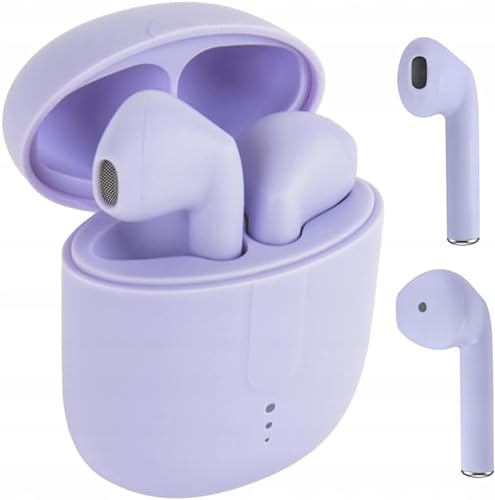 Setty Kopfhörer Headset Kabellos Bluetooth 5.0 TWS Wireless Earphone In-Ear Ohrhörer, Stereo Headsets kabelloses Laden und Tragbare Ladehülle für Android/iPhone/Samsung/Huawei (lila)