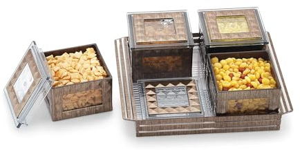 Juego de bandejas para frutas secas con tapa y bandeja para servir, juego de recipientes herméticos (juego de 4, Clara, polipropileno).