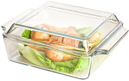 1.5L Glass Casserole Dishes with Lids - Oven Proof, Microwaveable, Square and Individual