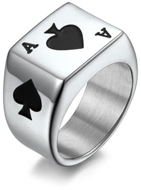 Punk Hip Hop Gambler Lucky Ace of Hearts/Ace of Spades Ring für Männer Frauen Mode Hip Hop Poker Ring Schmuck Geschenk
