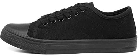 Red Fish Meru Womens Black Lace Up Canvas Shoe - Size 9 UK - Black