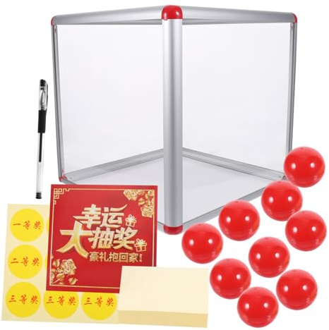 STOBOK 1satz Transparente Lotteriekiste Mit Zubehör Wiederverwendbar Geeignet Für Verlosungen Tombolas Und Veranstaltungen Rote Kugeln Stift Und Zettel Enthalten