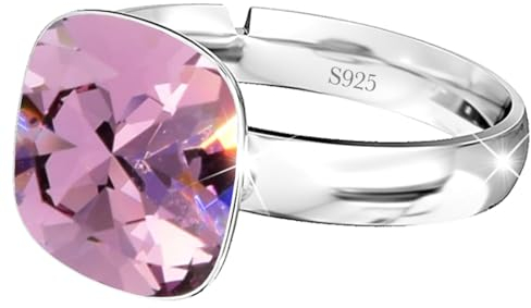 925 Sterling Silber 44 farben Ringe für Damen Verstellbarer mit Marken Kristalle - Glänzend Cubic Zirkonia Ring Fingerring Kommt in Schmuck Geschenk Box (Iris)
