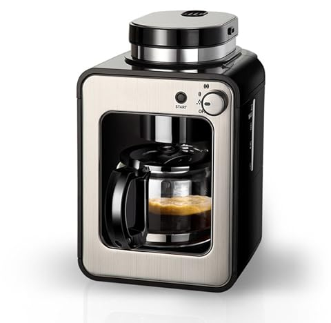 Coffee Machine Fully Automatic With Grinder, Mini Portable Espresso Maker – Ground Or Whole Beans Brewer Combo In Black, 600W