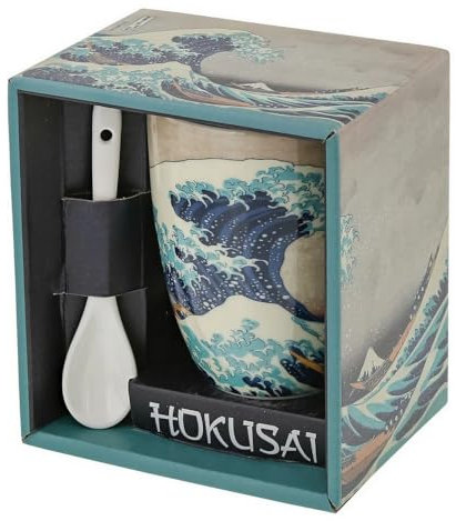 Enesco France Katsushika Hokusai Tasse und Löffel (Die große Welle von Kanagawa)