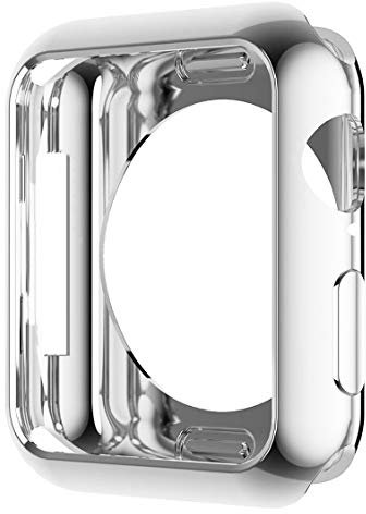 HANKN Hülle für Apple Watch Series 11 10 42mm, Plattierte Weich TPU Abdeckung Schutz iWatch [Kein Frontbildschirmschutz], 42 mm Silber
