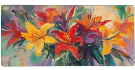 Mouse Mat,Color Gaming Mouse Pad Flower Desk Mat Large 39.3 x 19.6 x 0.12 inch Large Mouse Mat, Washable Mousepad, Keyboard Mat, Large Extended Desk Mat for Home Office Decor, Gifts for Women -813