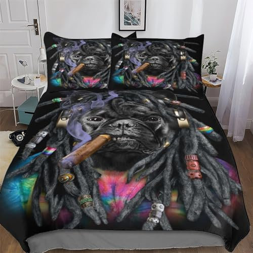 AAPZY French BullHund Bettwäsche Weiche Mikrofase Bettbezug Und Kissenbezüge Mit Reißverschluss 3teiligr Für Erwachsene Teenager Kinder Bettbezüge Angenehme Bettdeckenbezug King (220x240cm)