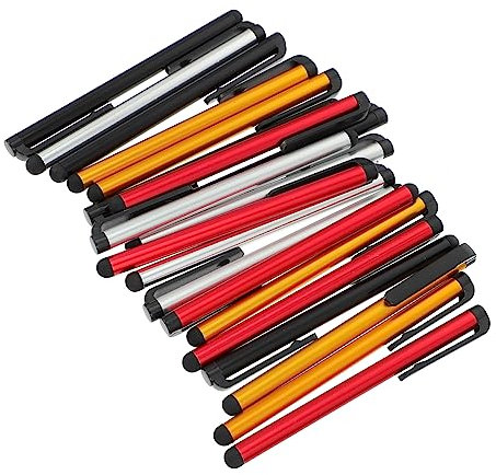 Angoily Lot de 20 Stylets Capacitifs pour Téléphone Et Tablette Polyvalents, pour Adultes, Design Coloré Clip Pratique, Utilisation Mobile Et Bureau, Stylet De Téléphone Noir Argenté Doré