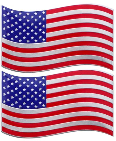 JECOMPRIS 2 Pièces Drapeau Autocollant De Voiture Petit Autocollant Drapeau Américain Patchs De Drapeau Américain Décalcomanies De Voiture Autocollant Drapeau des États-Unis Aluminium