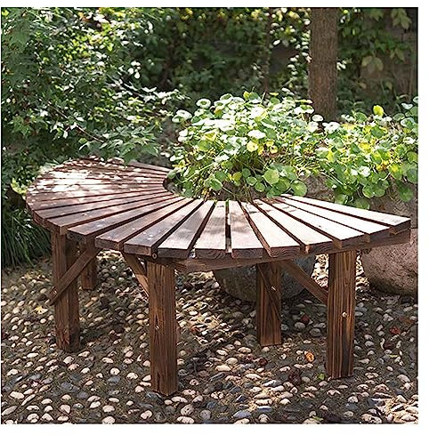 Gebogene Baumbank aus Holz, für den Außenbereich, starke Tragkraft, 299 kg, Gartenbank für 119 cm Baum, Naturholz-Finish