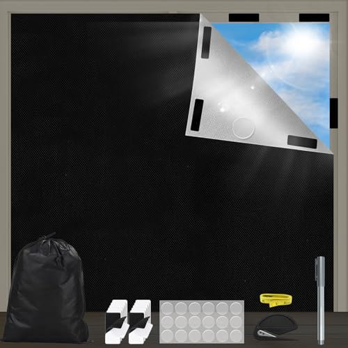 Fenster Verdunkelung, 100% Lichtundurchlässig Sonnenschutz Dachfenster Verdunkelung, Innen Sonnenschutz Fenster, Verdunklungsstoff Hitzeschutz Außen für Schlafzimmer, Kinderzimmer 145x 200cm