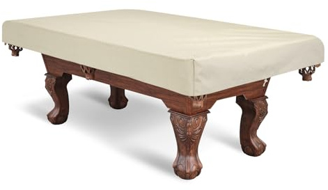PATIKIL Billiard Pool Table Cover 9 Feet, Oxford Waterproof Outdoor Indoor Dustproof Billiard Table Cover Billiards Accessories for Protecting Pool Table Home Club Bar, Champagne