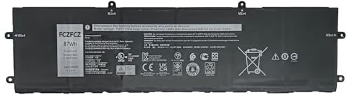 FCZFCZ DWVRR Battery 87Wh 7250mAh Replacement for Dell Alienware x15 R1 / Alienware x15 R2 / Alienware x17 R1 / Alienware x17 R2 / Inspiron 16 7620 2-in-1 Series 817GN 0017GN 0NR6MH 11.4V 6-Cell