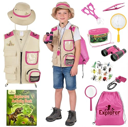 Premium Kids Explorer Kit, Bug Hunting Age 3-7 (Pink, with Activity Book)