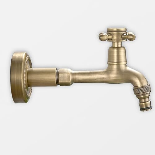 XSDSM Robinet Mural Exterieur Antique G1/2 Robinet Machine À Laver Eau Froide Uniquement À Trou Unique pour Auge En Pierre Ou Poteau De Patio,21 cm
