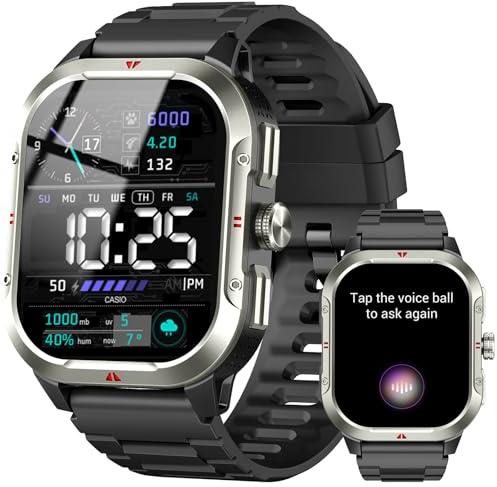 2026 Smartwatch Uomo GPS, 2.06 Orologio Smartwatch con Chiamate Bluetooth | Smart Watch con Sonno/Cardiofrequenzimetro/Torcia/Bussola, 110+ Sportive Fitness Tracker per Android iOS