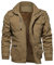 KEFITEVD Vestes avec Capuche Polaires d'hiver pour Hommes Veste Chaude de Travail Epaisse Manteau Coupe-vent avec 7 Poches Coton,Kaki,L