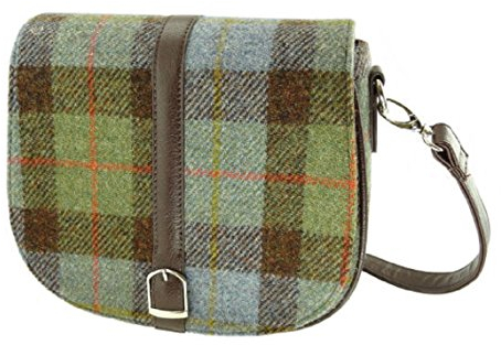 Glen Appin LB1000 Beauly Harris Tweed Schultertasche, verstellbarer und abnehmbarer Trageriemen, Farbe 15 Blau / Grün kariert